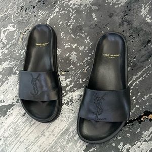 Authentic Leather saint Laurent slides
